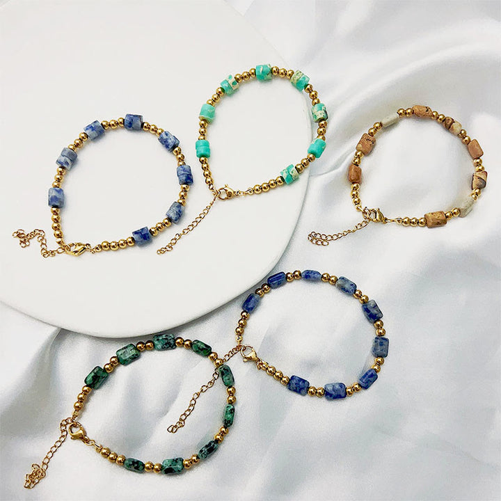 Bracelet de perles en pierre ethnique bohème Olivenorma