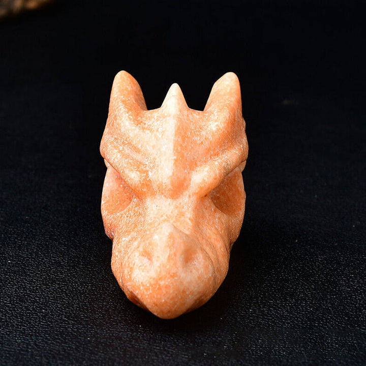 Décoration en pierre précieuse de crâne de dragon de 3,2 pouces Olivenorma