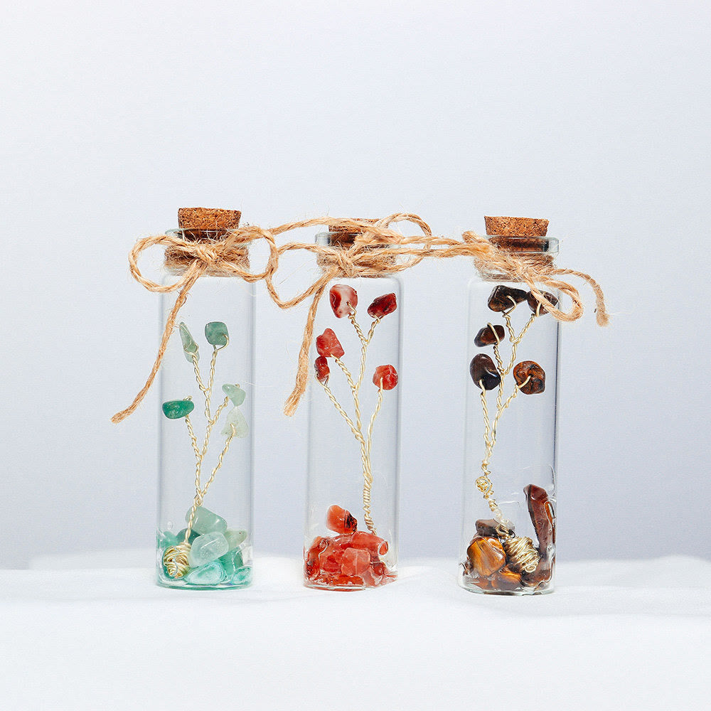 Décoration de bouteille en verre en pierre concassée en cristal de chakra Olivenorma