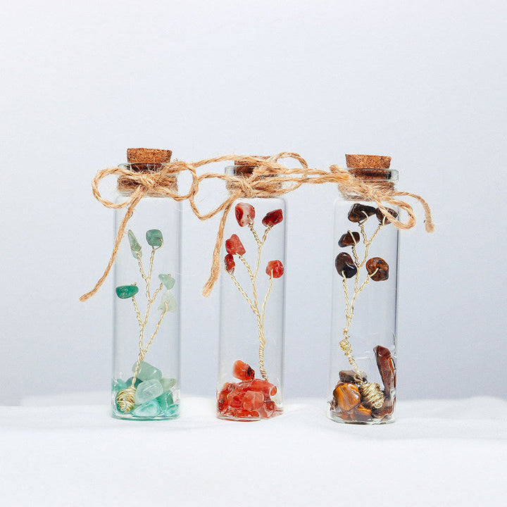 Décoration de bouteille en verre en pierre concassée en cristal de chakra Olivenorma