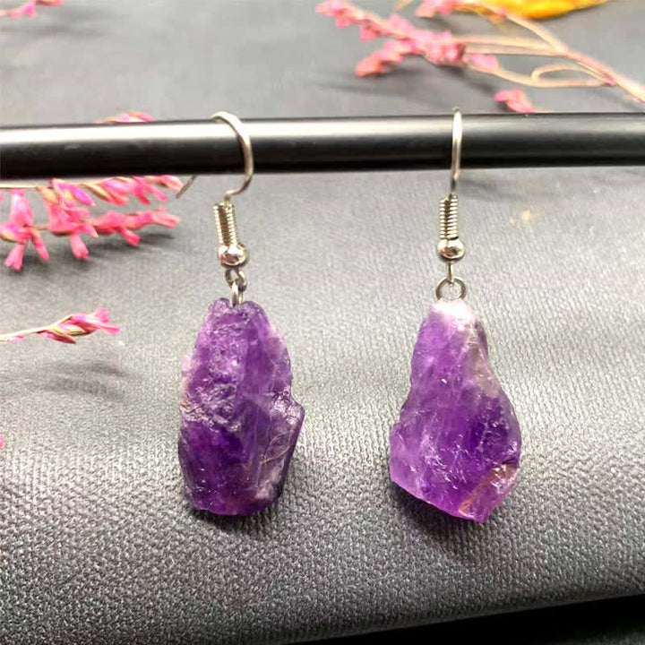 Boucles d'oreilles irrégulières en améthyste naturelle Olivenorma