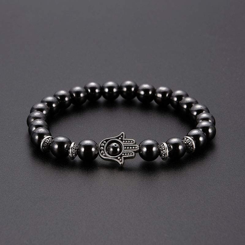 Bracelet de protection en obsidienne avec Hamsa
