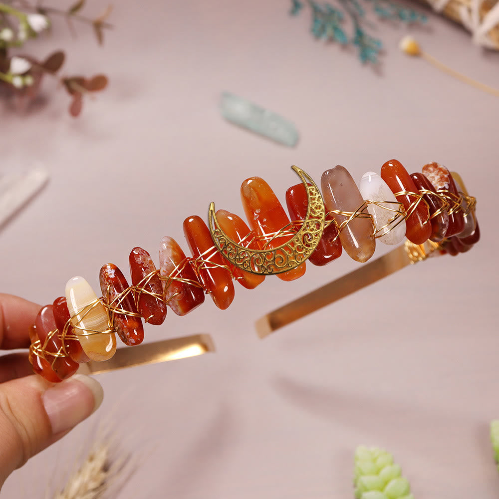 Couronne de cristal de lune en fil d'or et pierre naturelle Olivenorma