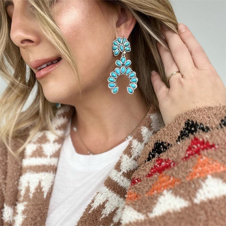 Boucles d'oreilles pendantes bohèmes en turquoise épaisse Olivenorma