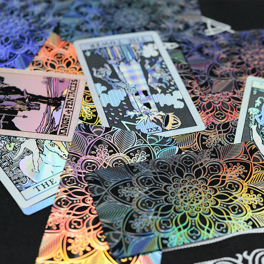 Cartes de tarot Olivenorma bronzantes en feuille d'or brillantes au laser