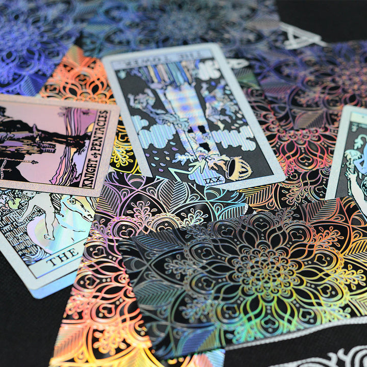 Cartes de tarot Olivenorma bronzantes en feuille d'or brillantes au laser