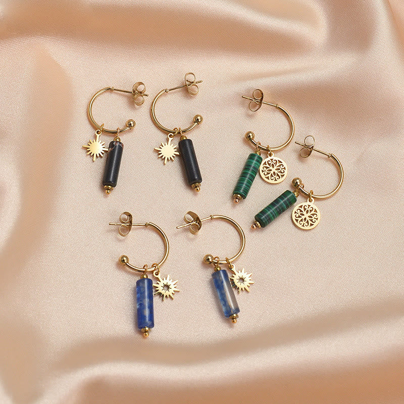 Boucles d'oreilles pendantes en pierre naturelle Olivenorma en acier inoxydable 14 carats