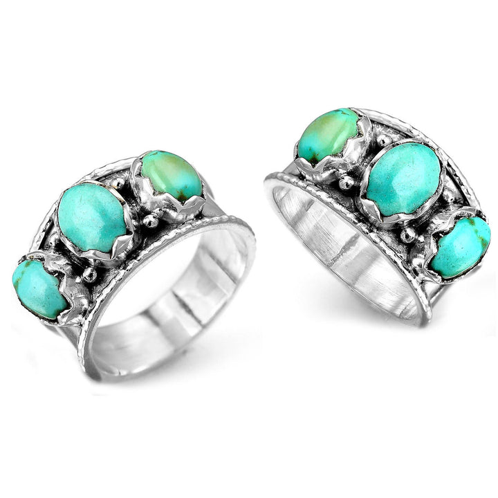 Bague à trois pierres turquoise bohème Olivenorma