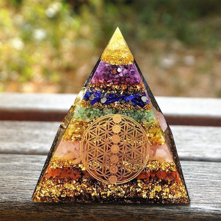 Pyramide d'orgone Fleur de Vie Chakra Olivenorma