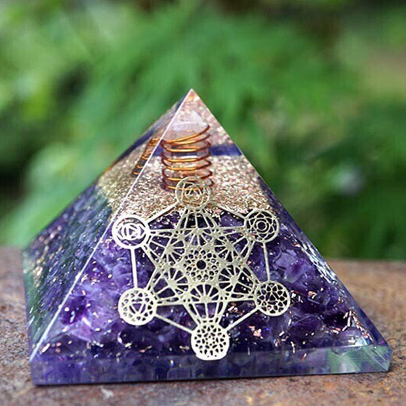 Pilier en cristal transparent Olivenorma Cube de Métatron Pyramide d'orgone