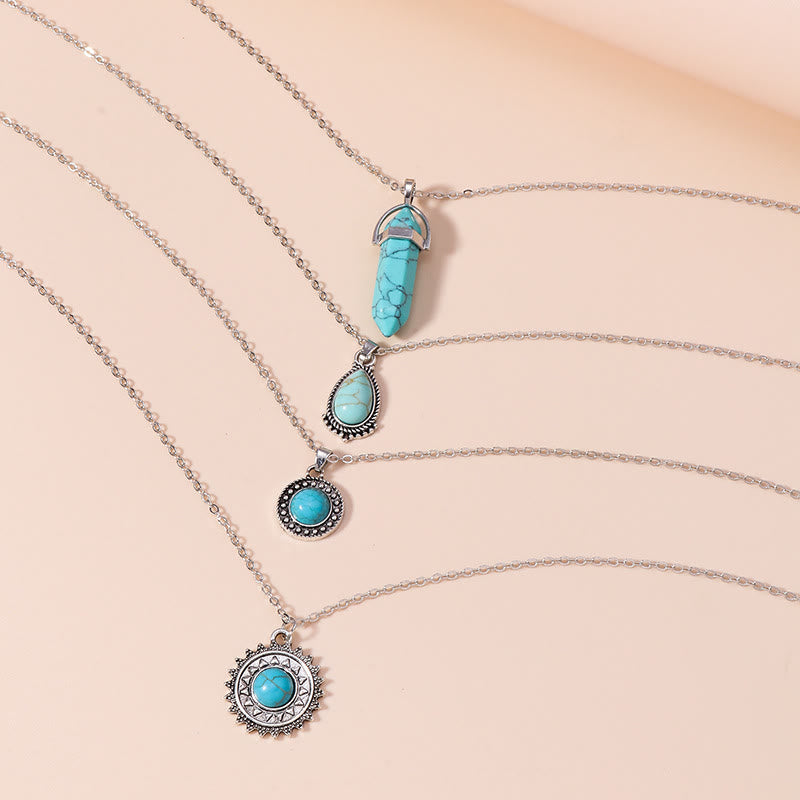 Ensemble de boucles d'oreilles et collier multicouches en turquoise Olivenorma
