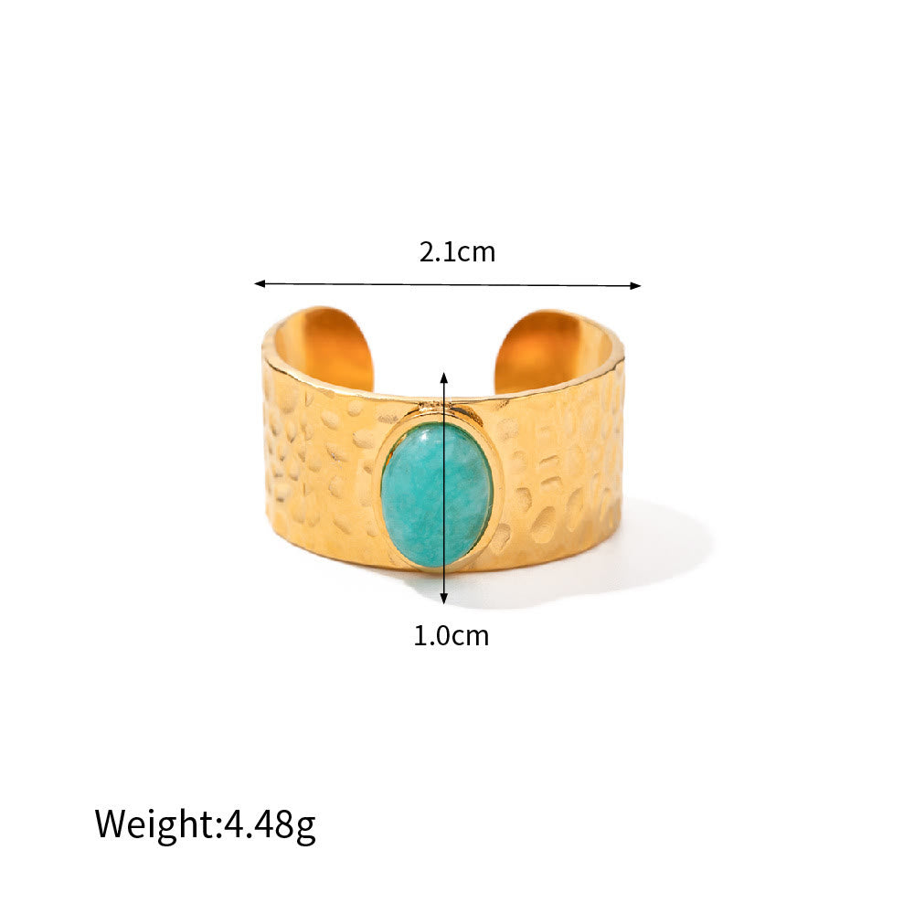 Bague irrégulière ajustable en malachite naturelle Olivenorma