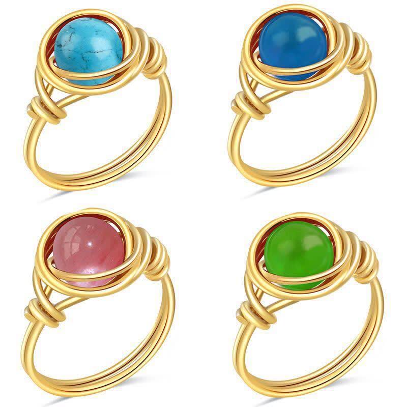 Bague de guérison en cristal enveloppée de fil