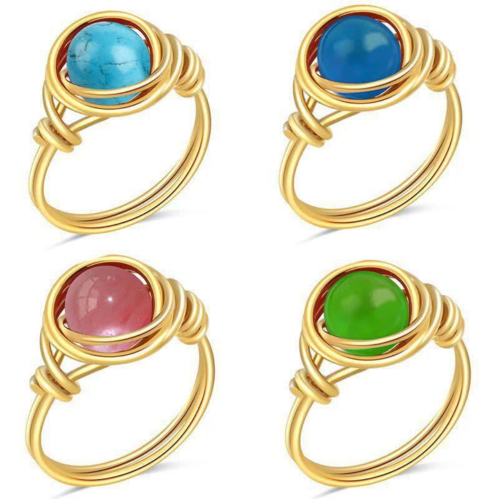 Bague de guérison en cristal enveloppée de fil