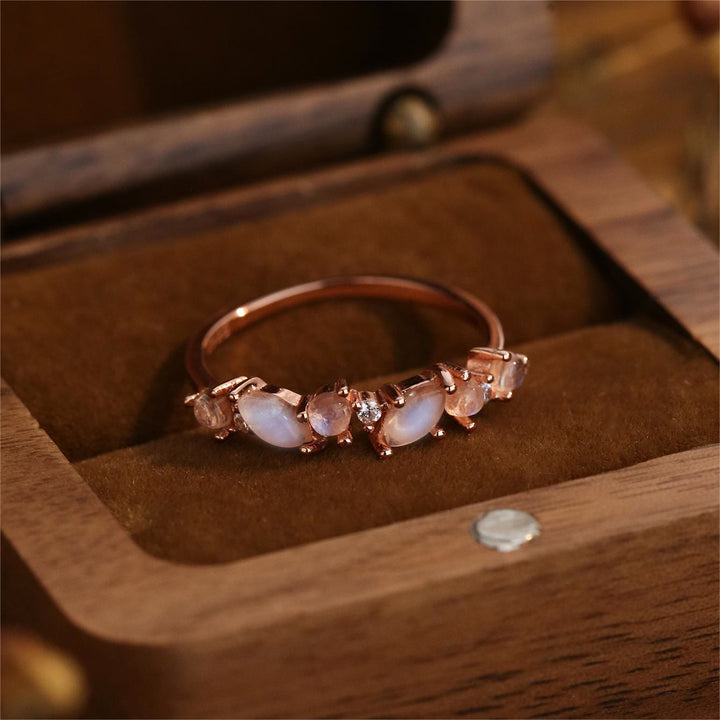 Bague exquise en argent sterling S925 avec pierre de lune Olivenorma