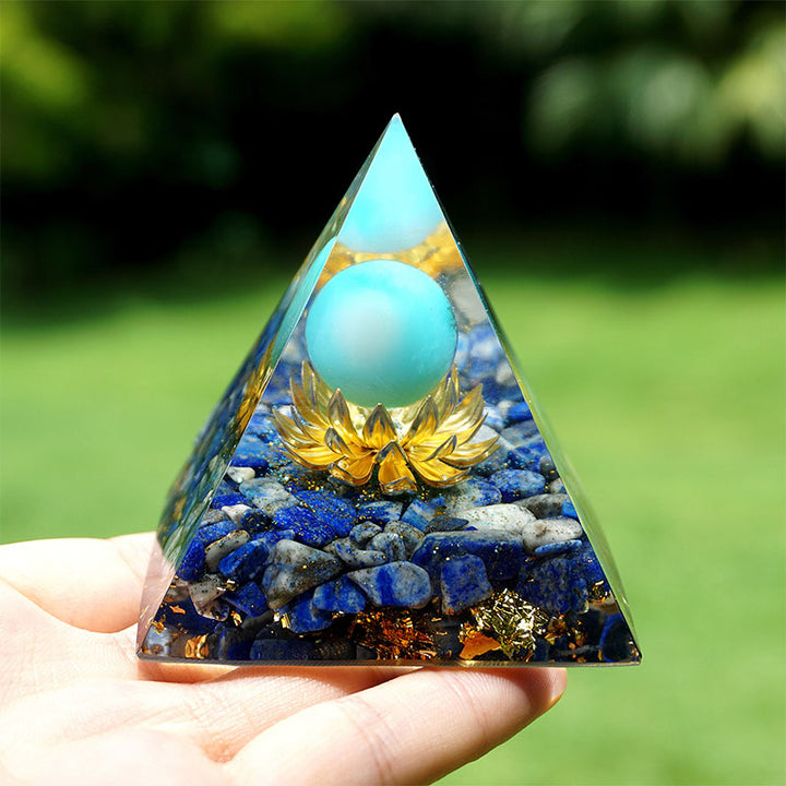 Olivenorma La Pyramide Orgonite Turquoise & Lapis Lazuli Expansion Spirituelle