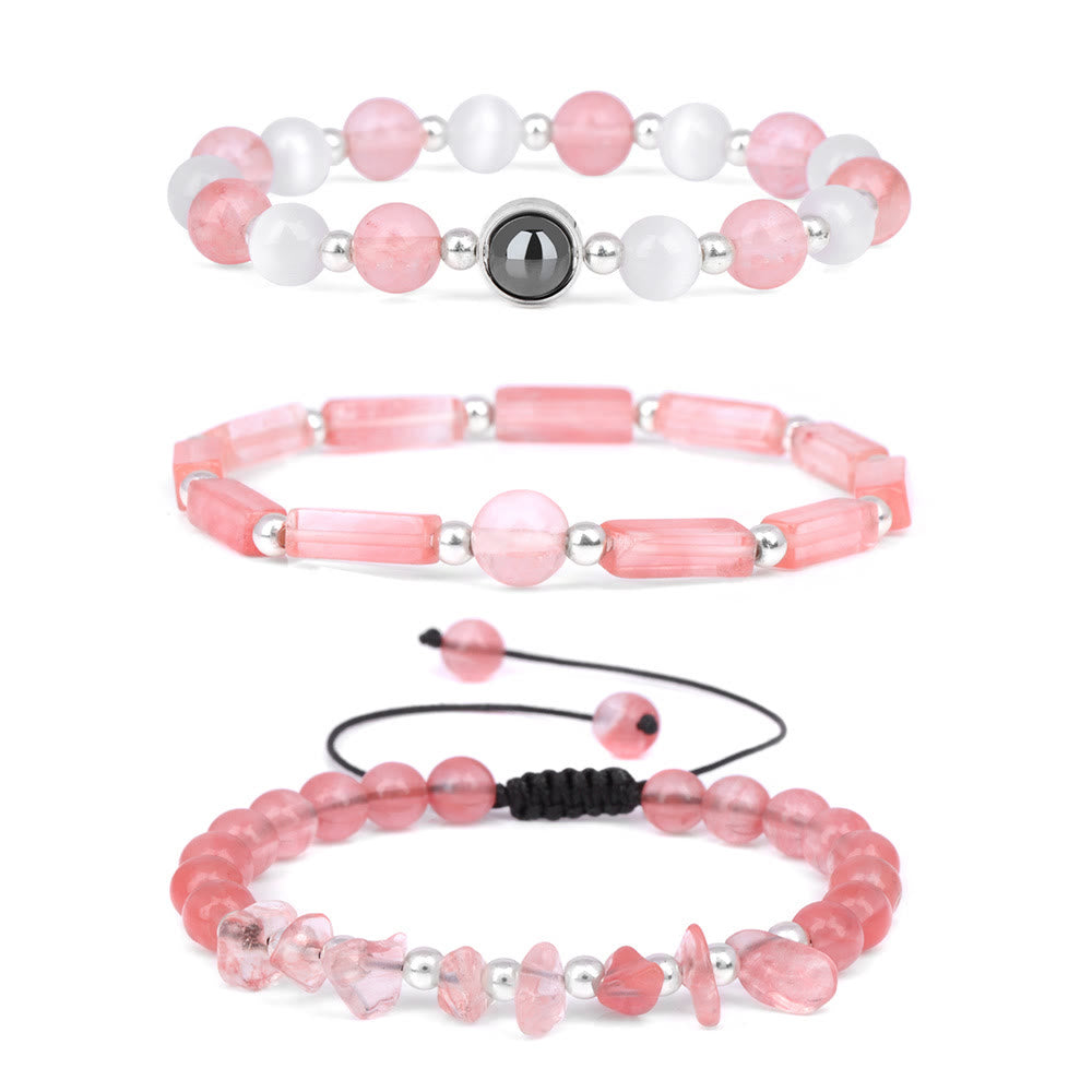 Bracelet en cristal naturel Olivenorma « Healing Wishes » en 3 pièces