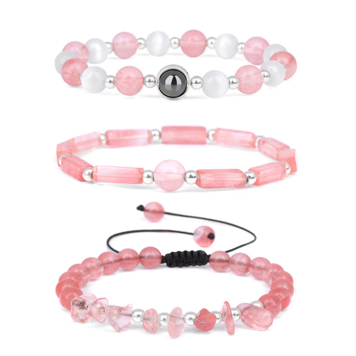 Bracelet en cristal naturel Olivenorma « Healing Wishes » en 3 pièces