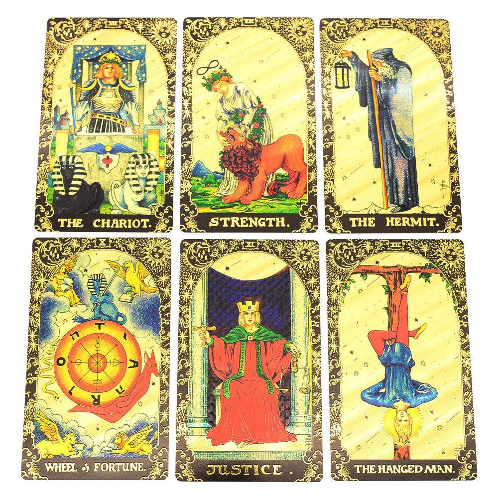 Cartes du jeu de tarot doré Olivenorma Black Gold Waite Foil