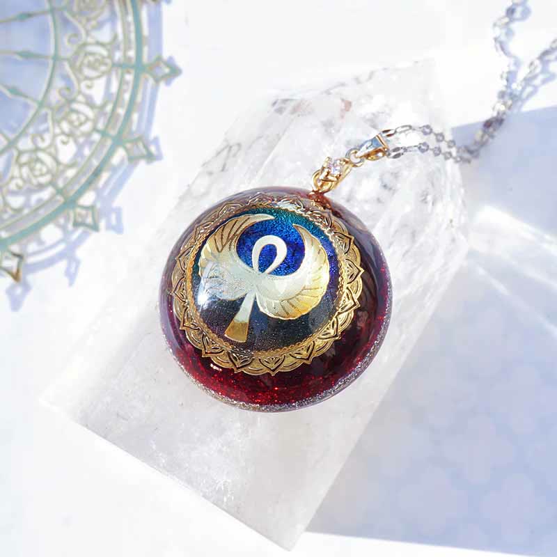 Collier Clé de Vie Olivenorma Grenat Lapis Lazuli Aigue-Marine