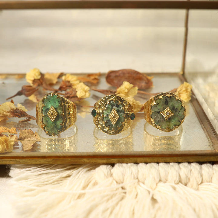 Bague ajustable en turquoise africaine Olivenorma