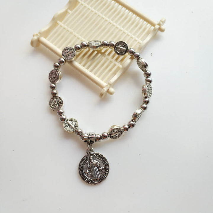 Bracelet croix chrétienne en alliage extensible avec cristal acrylique Olivenorma