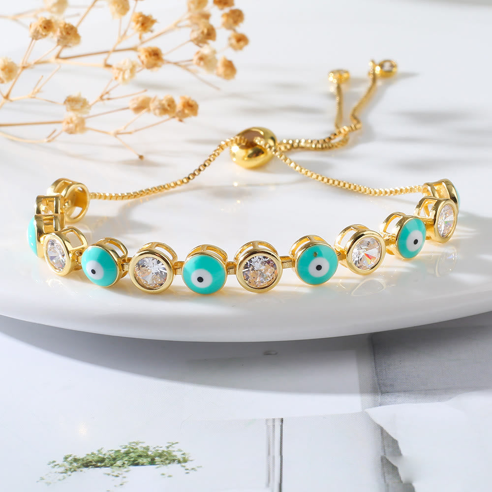 Bracelet ajustable Olivenorma en zircon blanc contre le mauvais œil