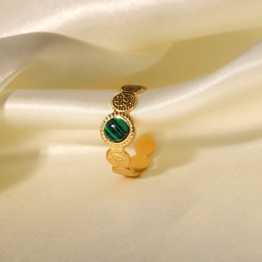 Ensemble de bagues ouvertes en malachite naturelle verte et ou Olivenorma