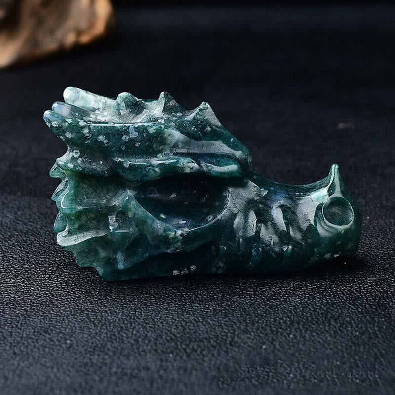 Décoration en pierre précieuse de crâne de dragon de 3,2 pouces Olivenorma