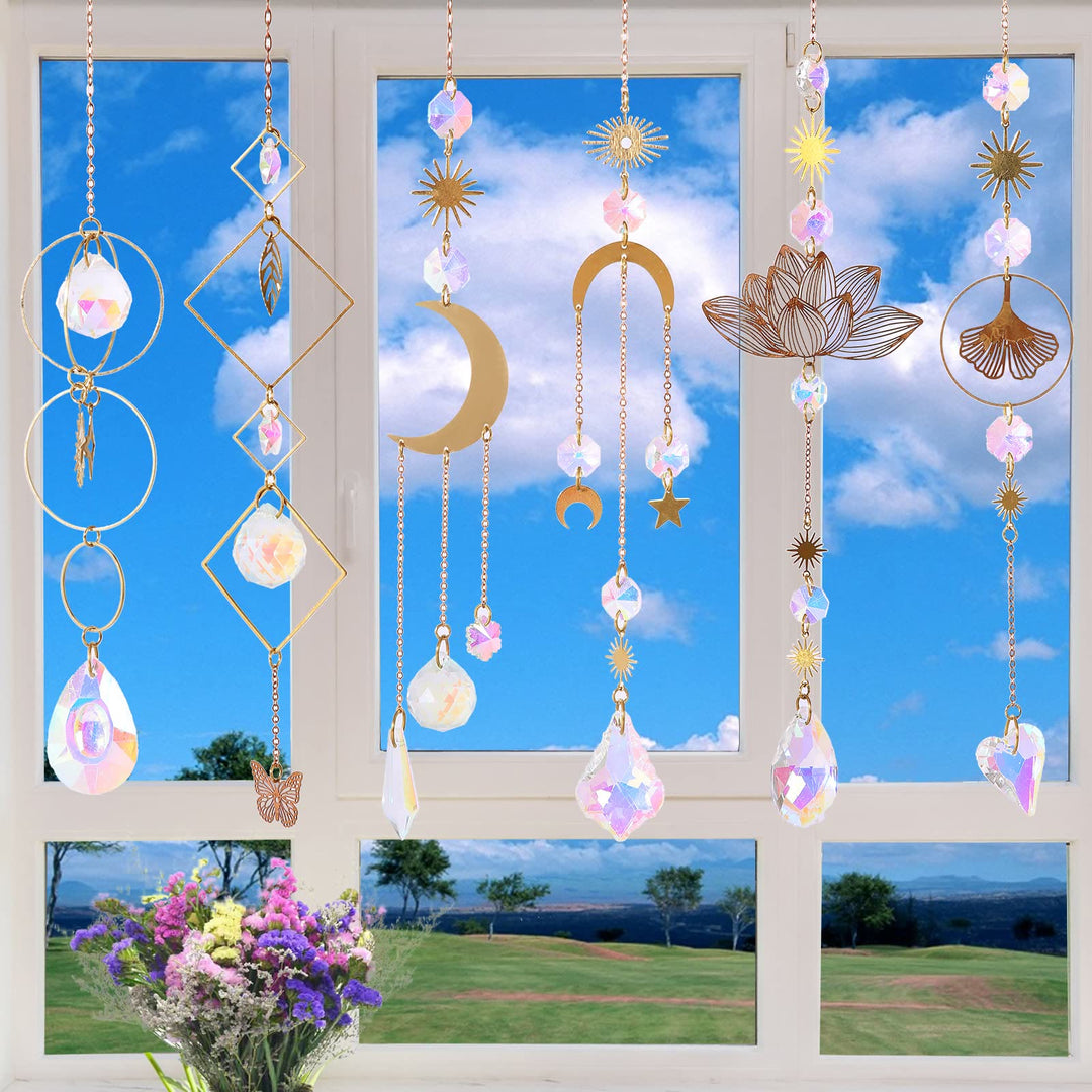 Carillon éolien en quartz Angel Aura Olivenorma, lot de 6 pièces, motif lotus