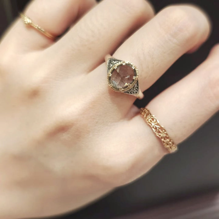 Bague en argent sterling 925 avec labradorite naturelle Olivenorma