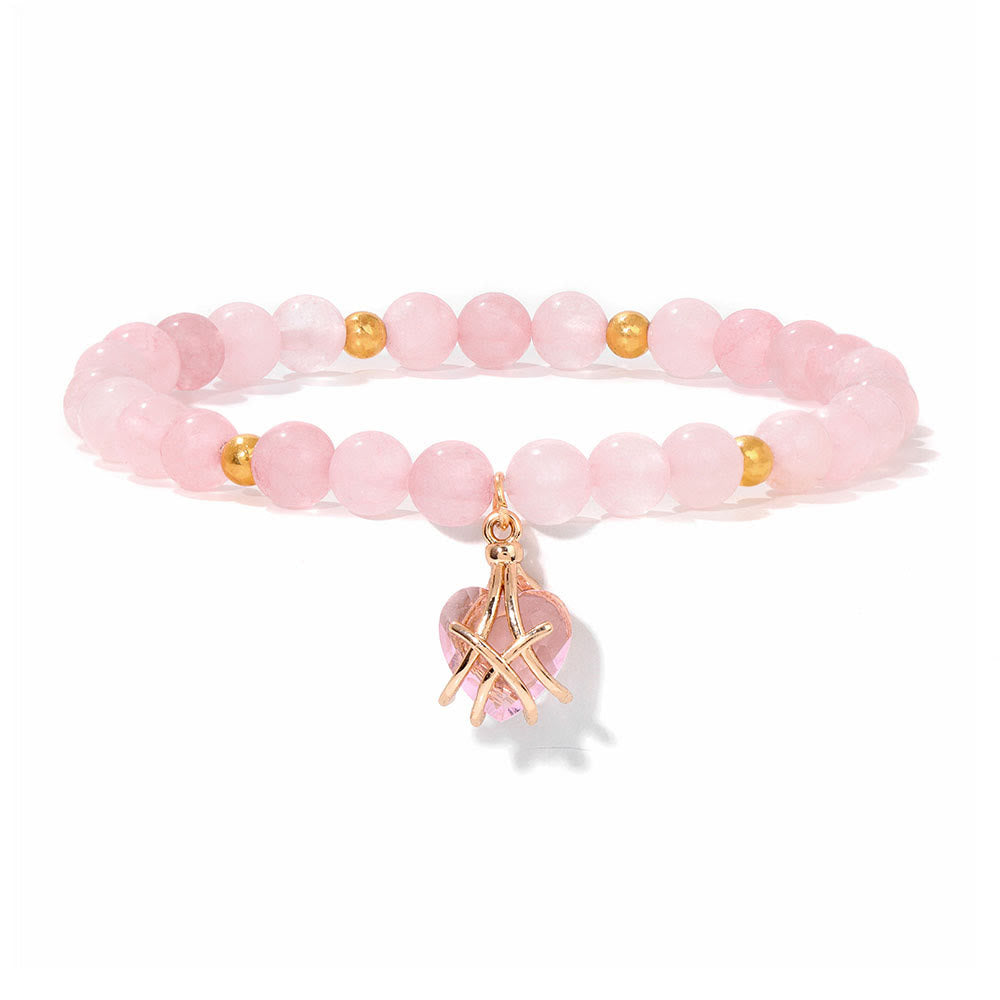 Bracelet à breloques en forme de cœur en pierre naturelle Olivenorma
