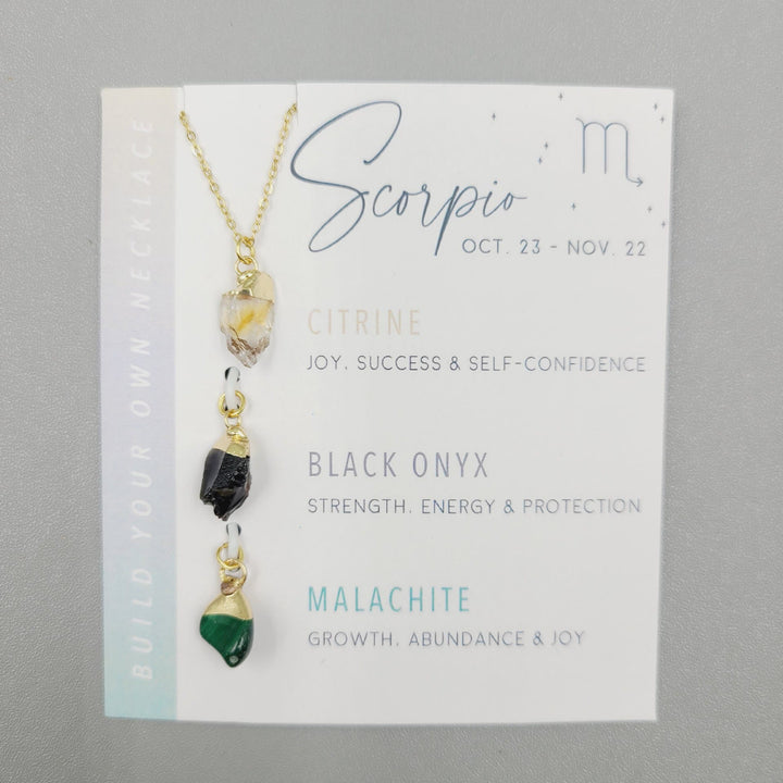 Collier avec pendentifs en cristal brut du zodiaque Olivenorma