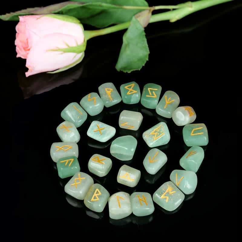 Alphabet runique Olivenorma Pierre graphique sculptée Équilibre Décoration de pierres précieuses