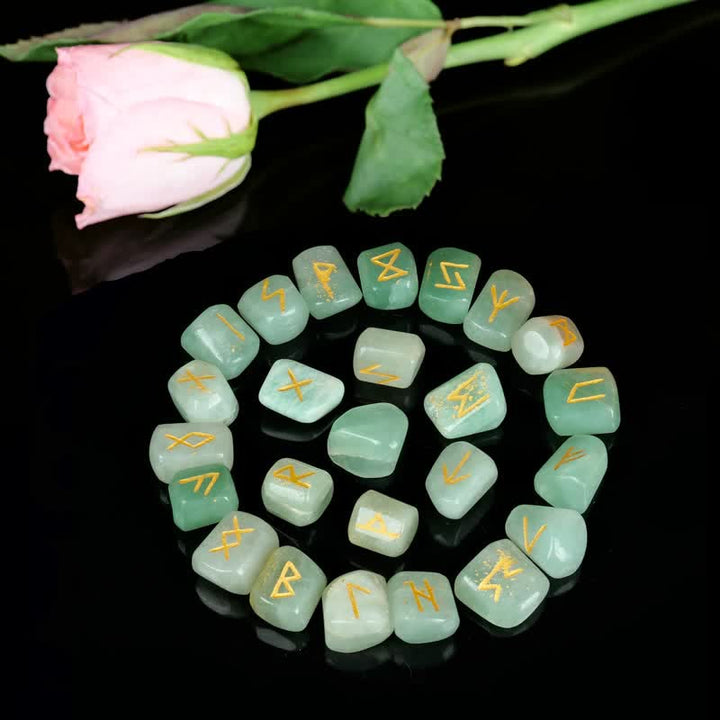 Alphabet runique Olivenorma Pierre graphique sculptée Équilibre Décoration de pierres précieuses