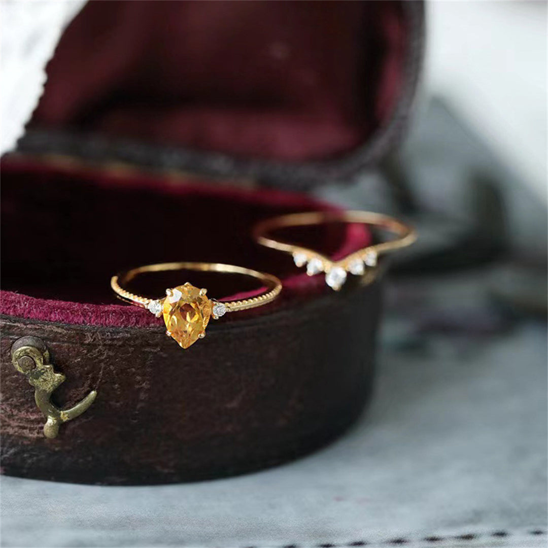 Bague en argent 925 et ou avec citrine en forme de goutte Olivenorma