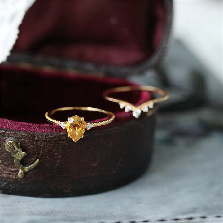 Bague en argent 925 et ou avec citrine en forme de goutte Olivenorma