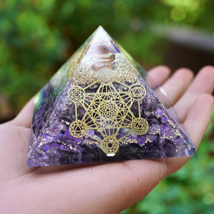 Pilier en cristal transparent Olivenorma Cube de Métatron Pyramide d'orgone