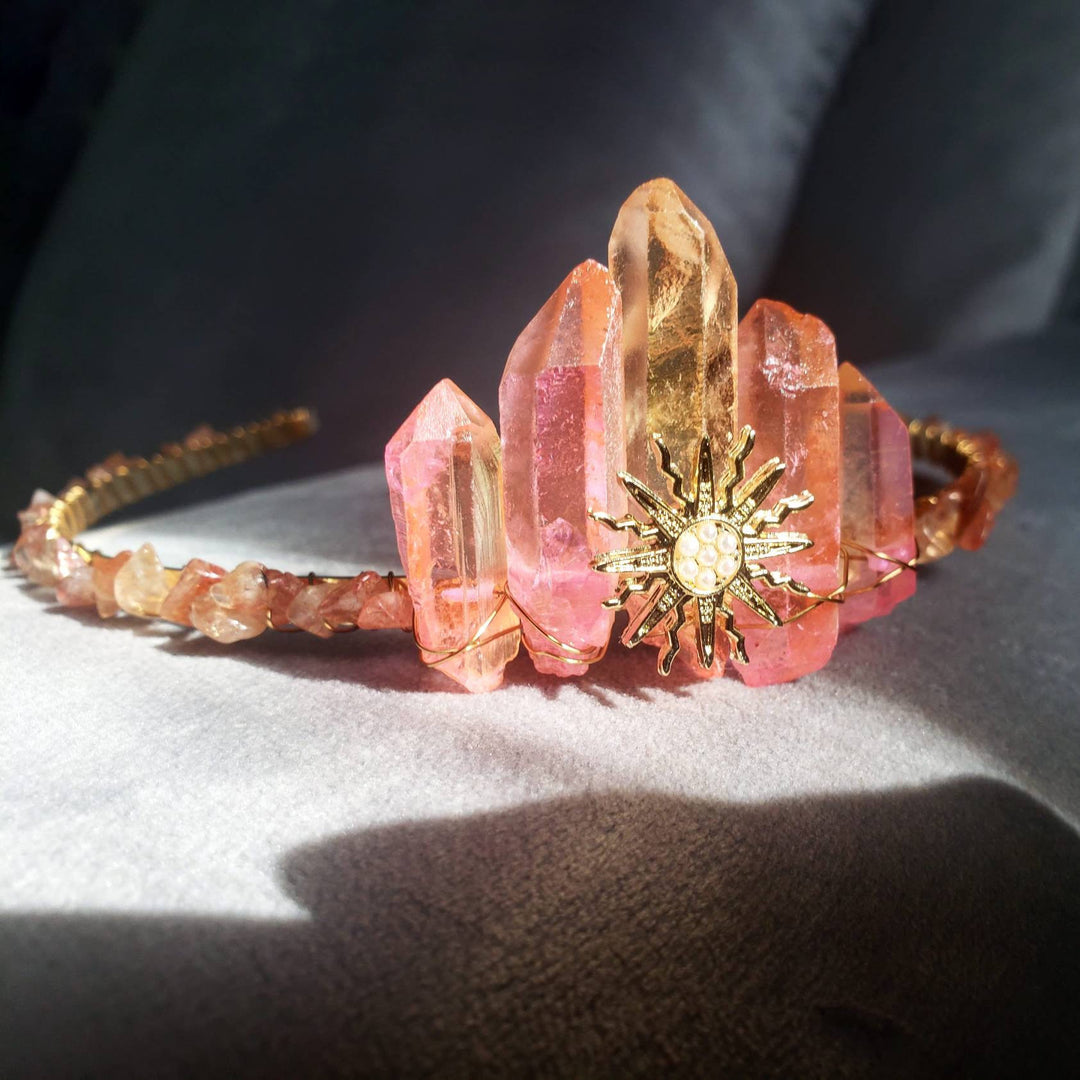 Couronne de cristal Boho Festival en cristal rose Olivenorma