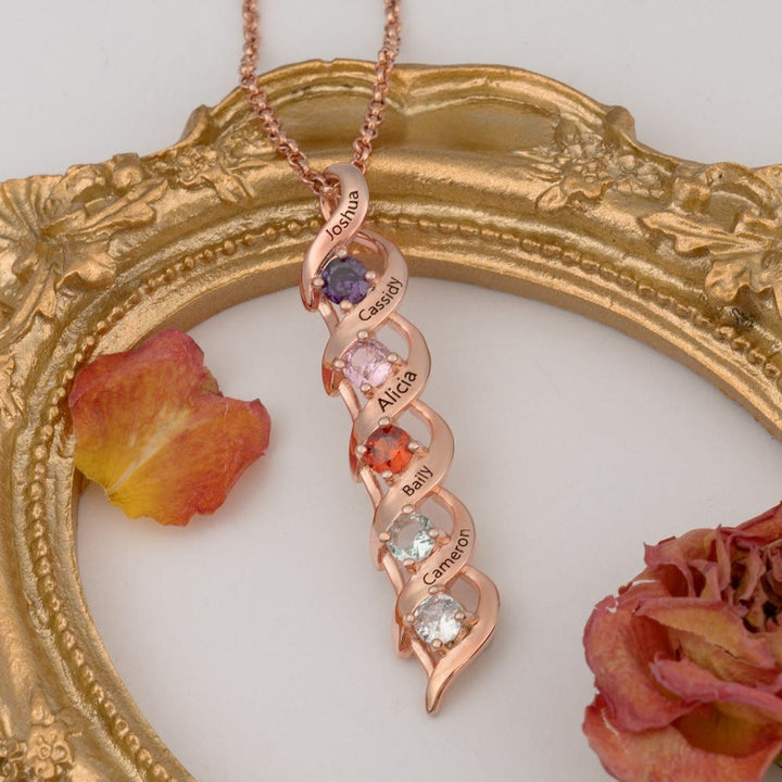 Collier personnalisé avec 1 à 6 gravures et pierres de naissance