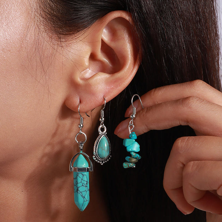 Ensemble de boucles d'oreilles et collier multicouches en turquoise Olivenorma