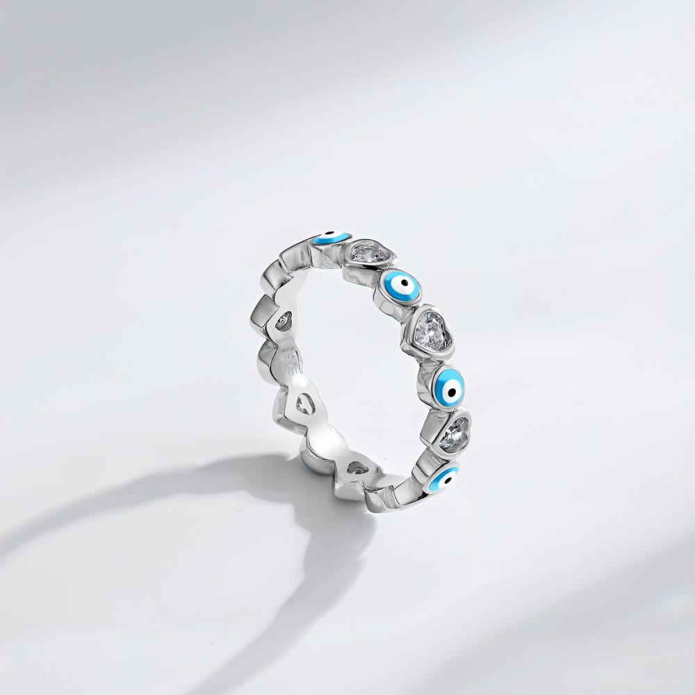 Bague Olivenorma en argent sterling S925 avec zircon blanc et cœur œil mauvais