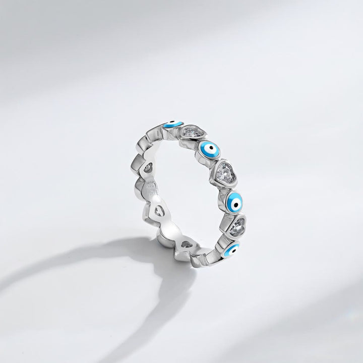 Bague Olivenorma en argent sterling S925 avec zircon blanc et cœur œil mauvais
