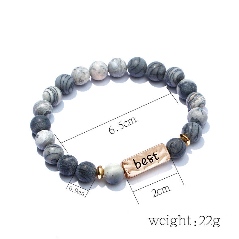 Ensemble de 3 bracelets gravés Olivenorma Natural Gemstone Best Friend Forever