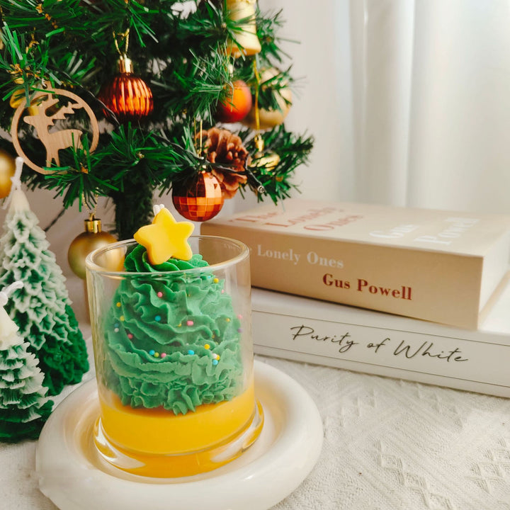 Bougie de Noël en forme de tasse de Père Noël, bonhomme de neige et élan Olivenorma