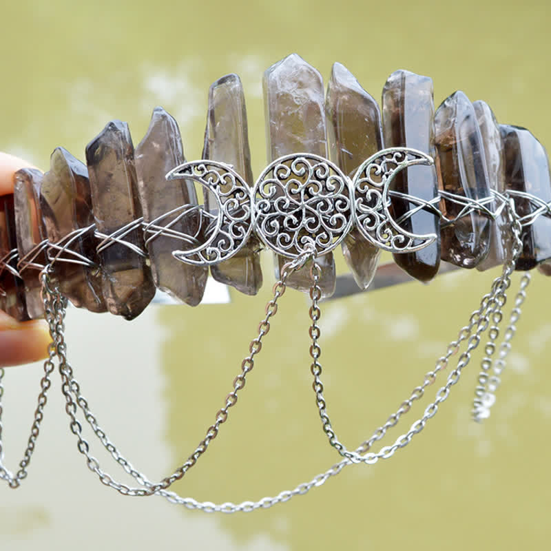Couronne de cristal naturel de déesse de croissant de lune Olivenorma