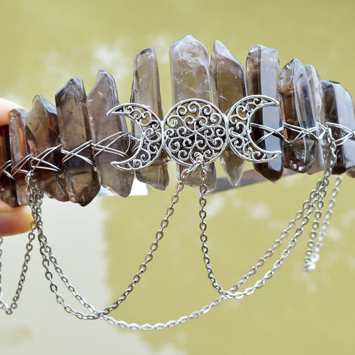 Couronne de cristal naturel de déesse de croissant de lune Olivenorma