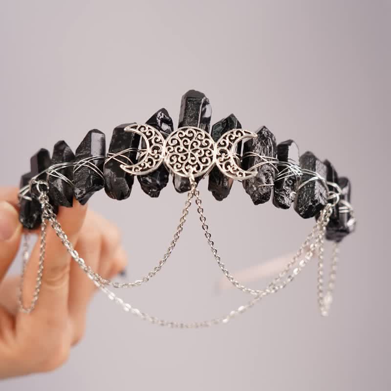 Couronne de cristal naturel de déesse de croissant de lune Olivenorma