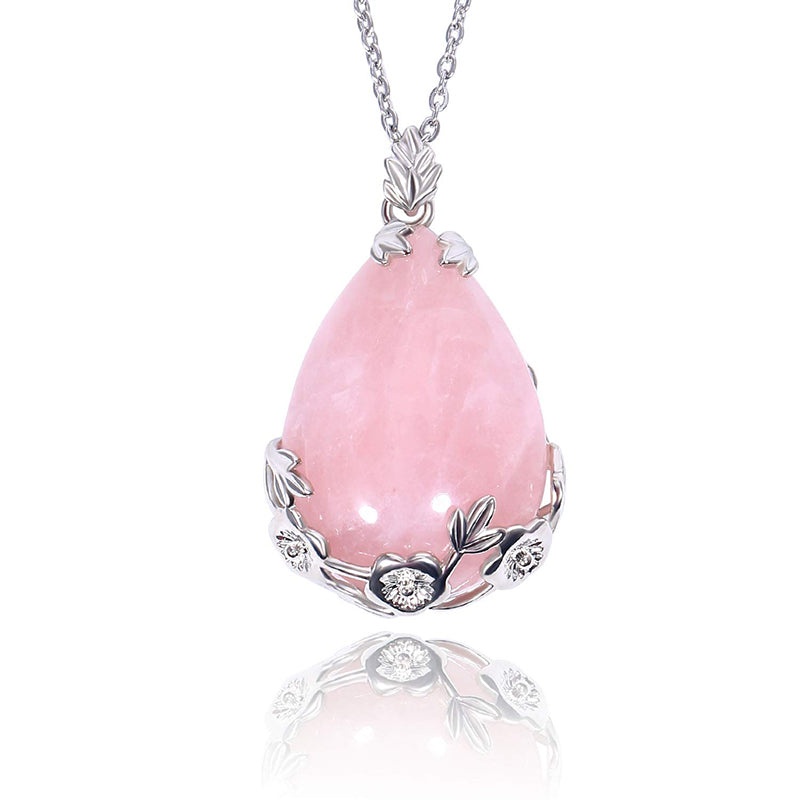 Collier Goutte d'eau Prune en Pierre Naturelle