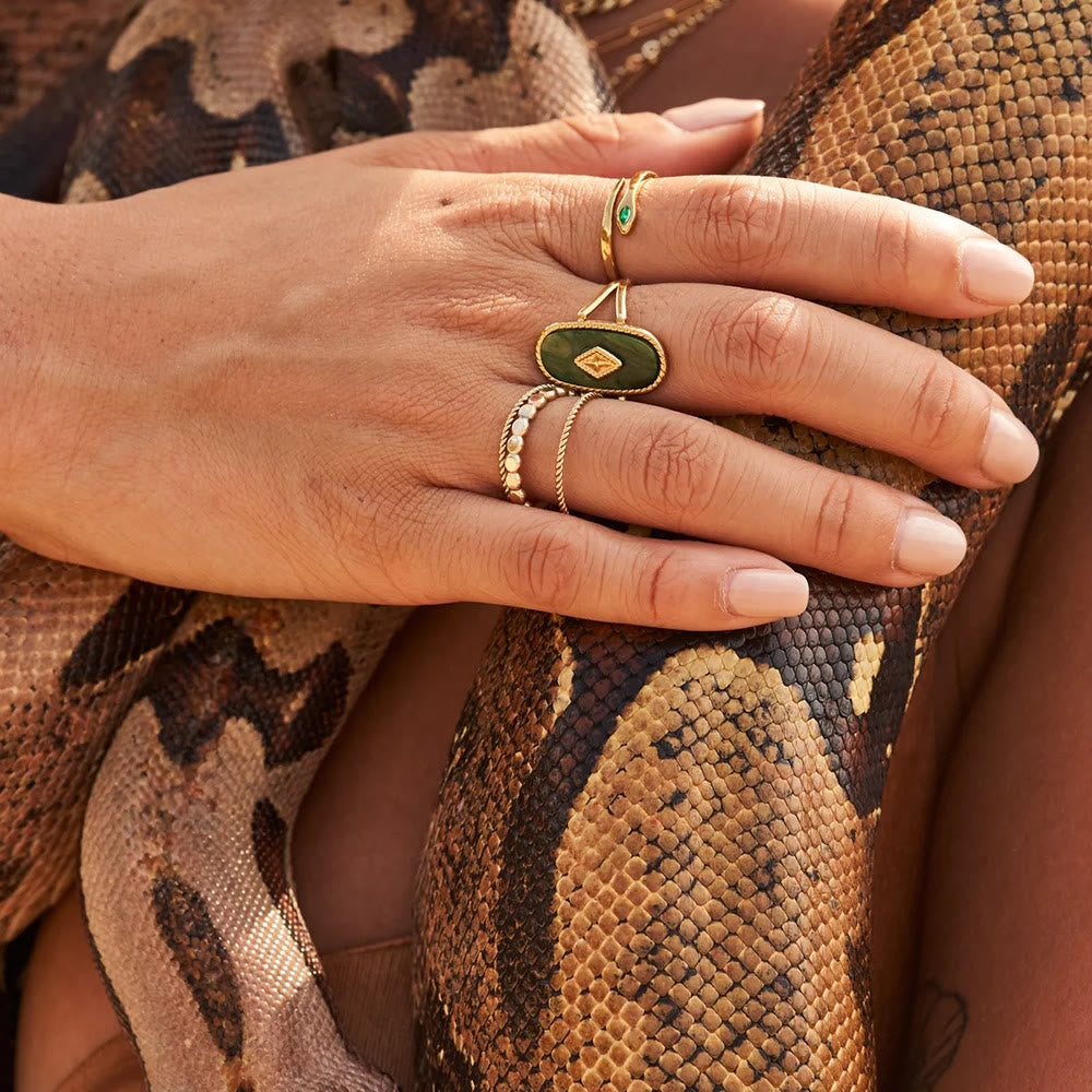 Bague ajustable en turquoise africaine naturelle Olivenorma 18 carats